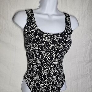 Vintage 90s whimsigoth floral scoop neck bodysuit